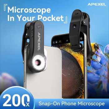 Gambar produk APEXEL Lensa Kamera HP Microscope Handheld 200X LED USB 100mAh - APL-MSL200X