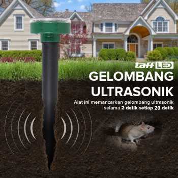 Gambar produk TaffLED Pengusir Tikus Taman Ultrasonic Solar Power Mouse Repellent - HR-533