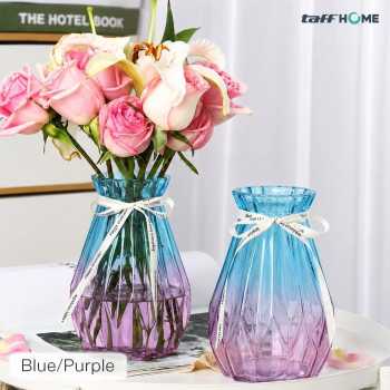 TaffHOME Vas Bunga Kaca Estetik Crystal Ribbon Flower Vase - P-02
