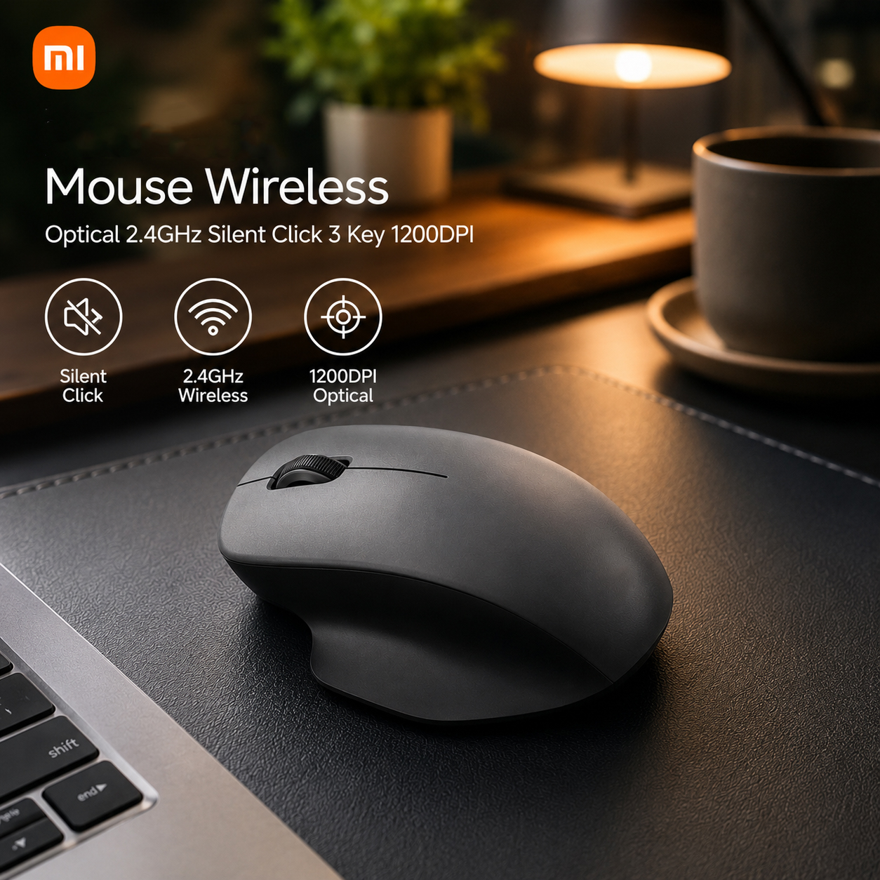 Gambar produk Xiaomi Mouse Wireless Optical 2.4GHz Silent Click 3 Key 1200DPI - XMWXSB04YM - Utama