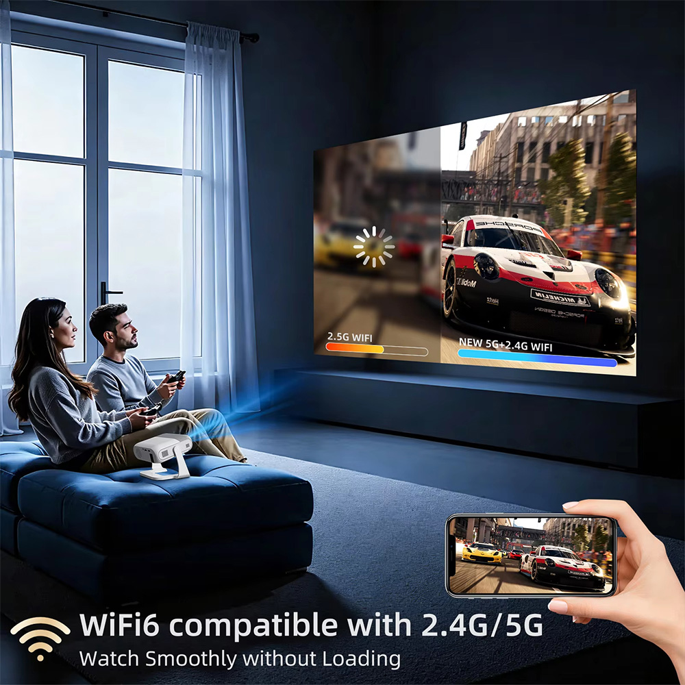 Gambar produk Xuan Proyektor Mini Portable Android 14 720P WiFi Dual Band 300 ANSI - HA116 - 3