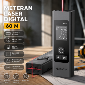 ProTap Meteran Laser Digital 2in1 Laser Level Rangefinder Portable 60M - MS-1+