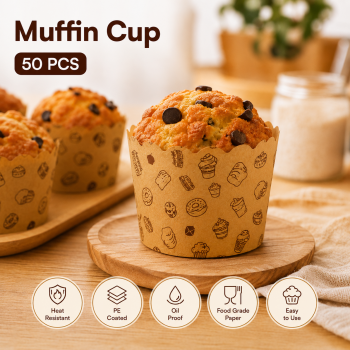 STARUBY Muffin Cup Baking Paper PE Coated Oil Proof Food Grade 50 PCS - OXT-40