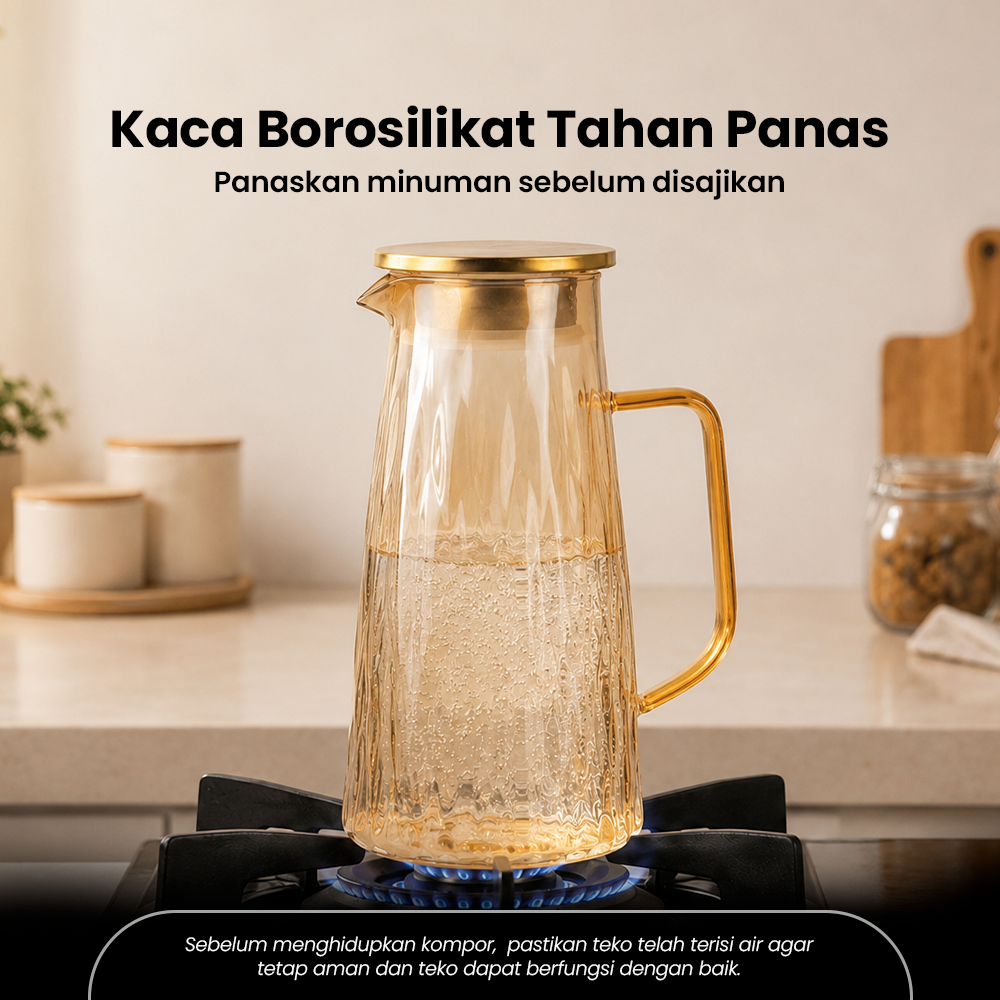 Gambar produk Cloks Set Teko Cangkir Kaca Kopi Teh 1 Pitcher 4 Cups Heat Proof 1.8L - CL18 - 3