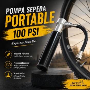 Gambar produk TaffSPORT Pompa Sepeda Portable Mini Pump 100 PSI - PP07