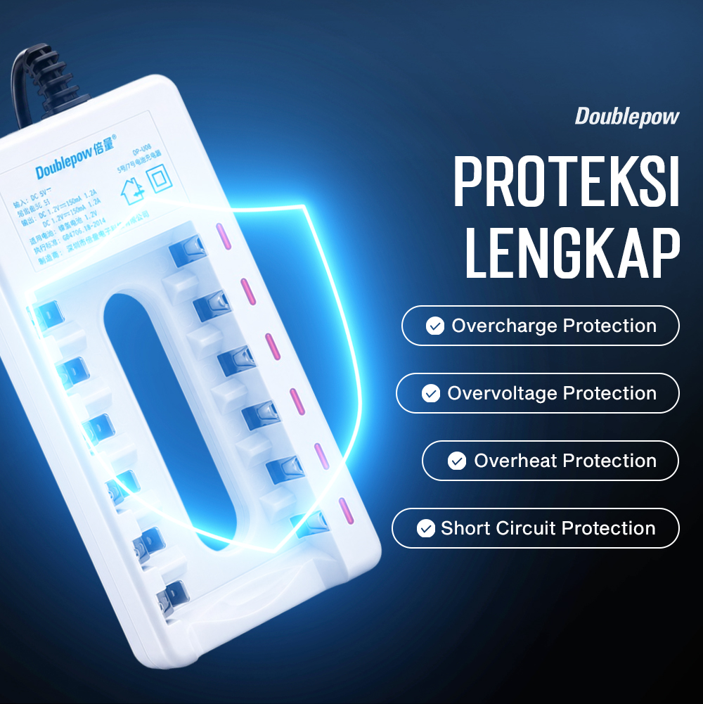 Gambar produk Doublepow Charger Baterai 6 Slot AA AAA Ni-MH Ni-CD with LED - DP-U06 - 4