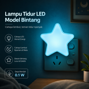 Energy Lampu Tidur LED Model Bintang EU Plug 240V 0.1W - EN-NL-8