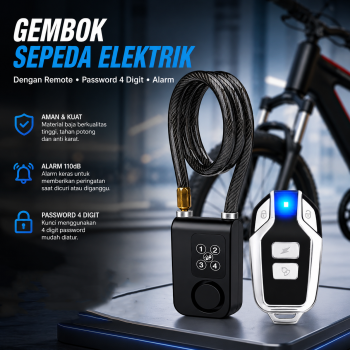 Gambar produk Zecure Gembok Sepeda Elektrik Anti Maling Alarm Lock 4Digit with Remot - KR-10