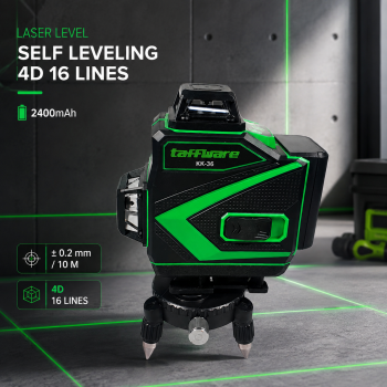 Taffware Laser Level Self Leveling 4D 16 Lines 2400mAh with Remote - KK-36