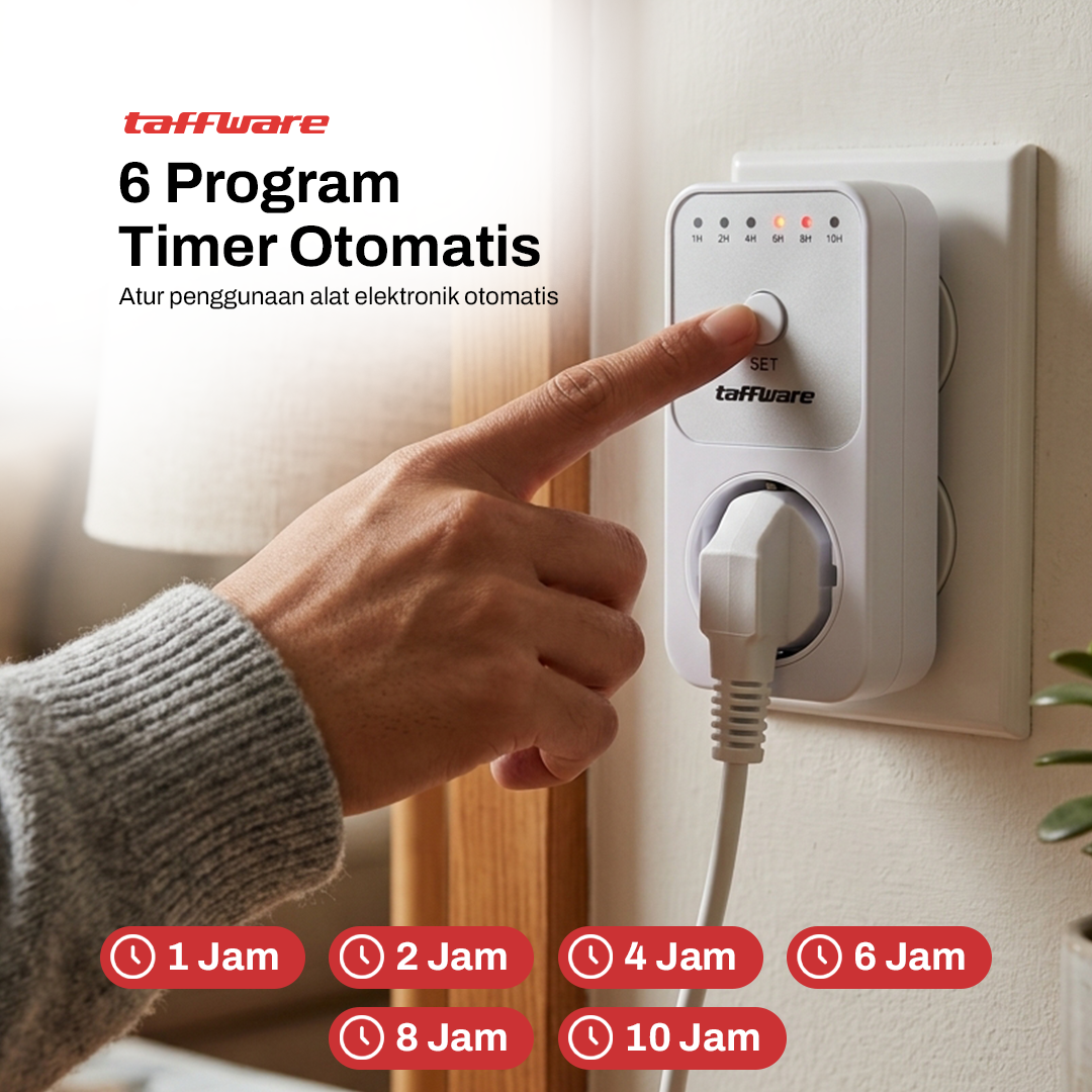 Gambar produk Taffware Stop Kontak Timer Switch Digital 6 Program EU Plug 16A 230V - W03 - 1