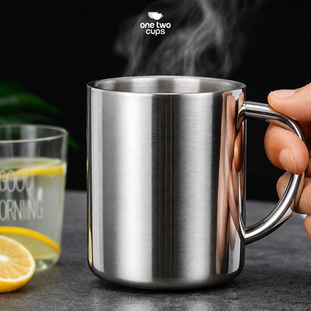 Gambar produk One Two Cups Cangkir Kopi Stainless Tahan Panas Double Wall 283ml - MG031 - 5