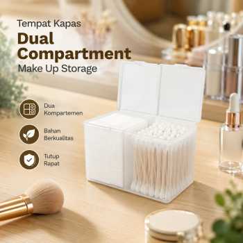 Gambar produk Acolehuma Tempat Kapas Multifungsi Dual Compartment Make Up Storage - AH097