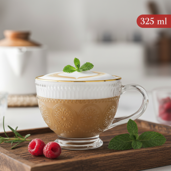 Taiyanghua Cangkir Kopi Kaca Tahan Panas Sunflower Line Mug 325ml - A1 - Transparent
