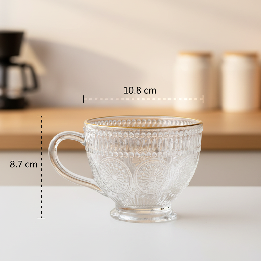 Gambar produk Taiyanghua Cangkir Kopi Kaca Tahan Panas Sunflower Line Mug 325ml - A1 - 7