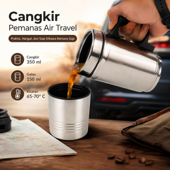 Gambar produk One Two Cups Cangkir Pemanas Air Elektrik Mobil Travel Mug 350ml 150ml - EST350