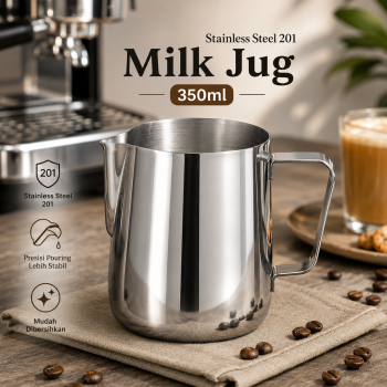Gambar produk One Two Cups Milk Jug Pitcher Susu Latte Art Espresso Stainless Steel 350ml - DR-360