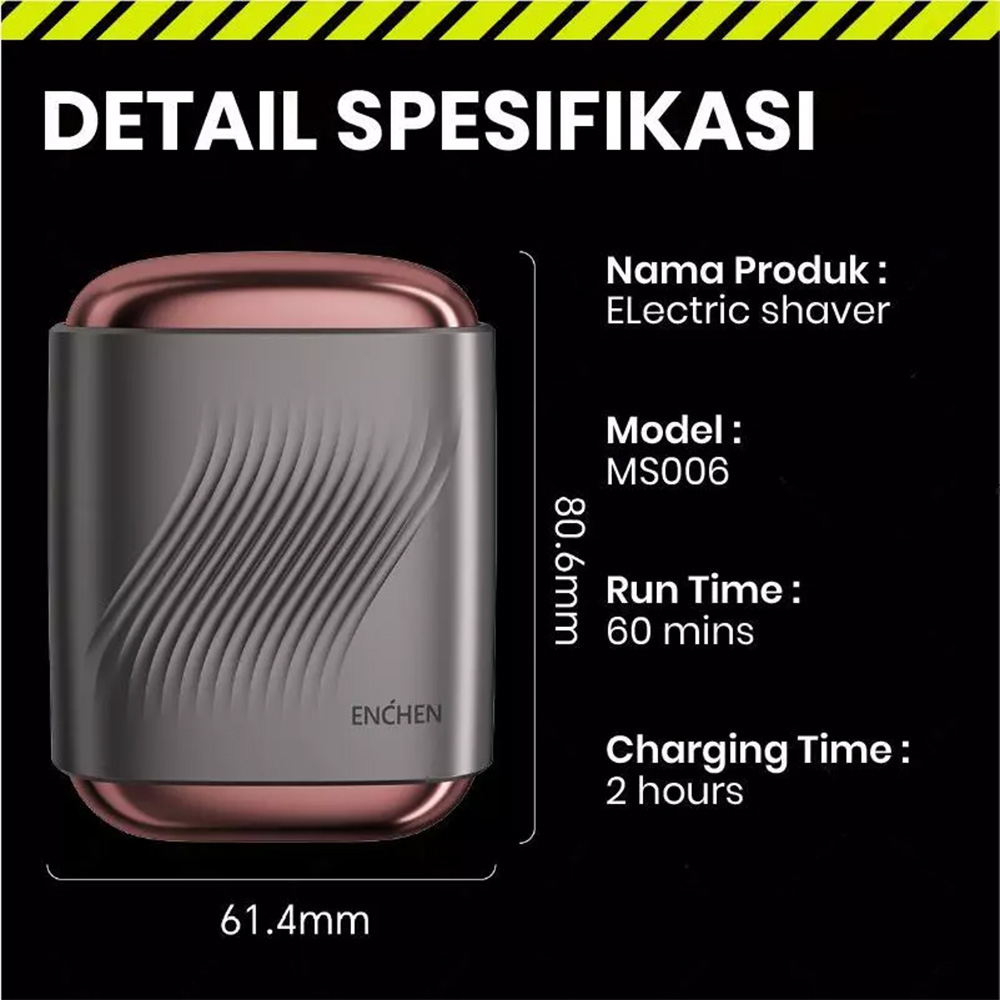 Gambar produk ENCHEN Alat Cukur Elektrik Mini Electric Shaver Triple IPX7 600mAh 5W - MS006 - 7