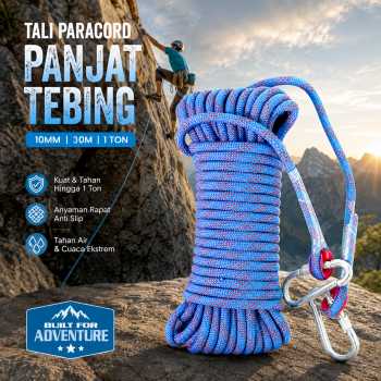 TaffSPORT Tali Paracord Panjat Tebing Climbing Rope Steel Buckle 10mm - 24KN