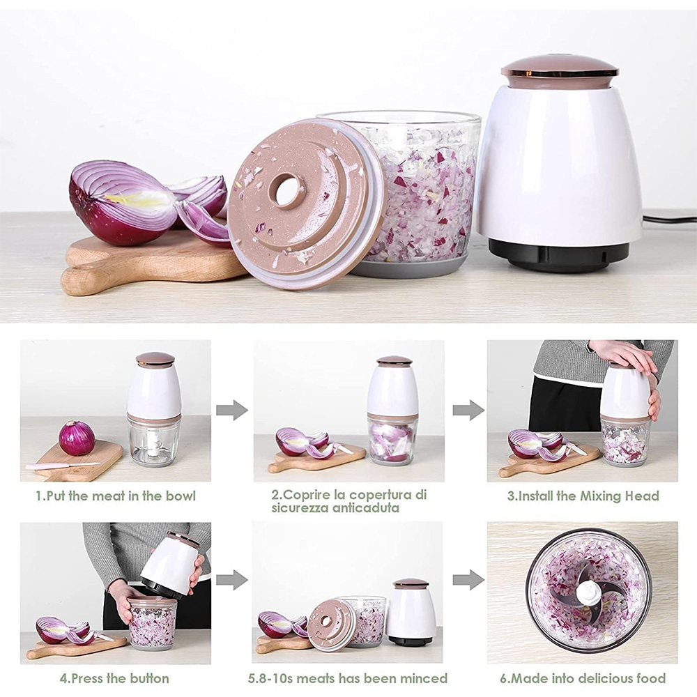 Milag Food Chopper Blender Penggiling Bumbu Electric 4 Leaf 350W - Fp-300 Gambar produk Milag Food Chopper Blender Penggiling Bumbu Electric 4 Leaf 350W - Fp-300 - 5