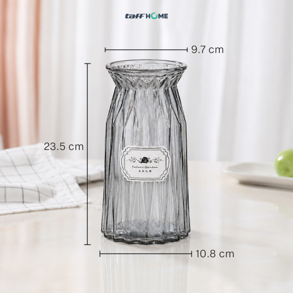 Gambar produk TaffHOME Vas Bunga Kaca Estetik Nordic Ribbon Flower Vase - BT-65 - 7