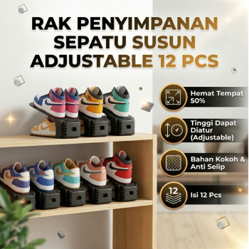 Nicoone Rak Penyimpanan Sepatu Susun Adjustable Shoes Organizer 12 PCS - NC126