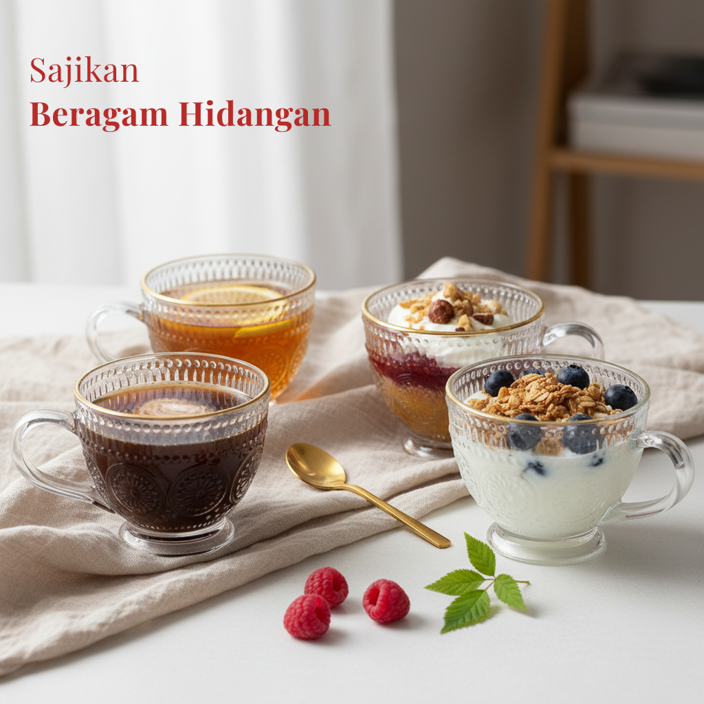 Gambar produk Taiyanghua Cangkir Kopi Kaca Tahan Panas Sunflower Line Mug 325ml - A1 - 4