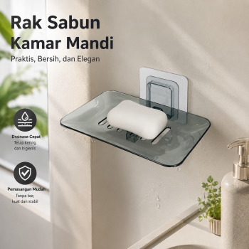 TaffHOME Rak Tempat Sabun Kamar Mandi Serbaguna Soap Drain Holder - Q-J742
