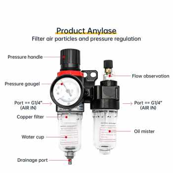 Gambar produk Gene Air Filter Regulator Lubricator Kompresor G1/4 with Konektor - AFC2000 - 1