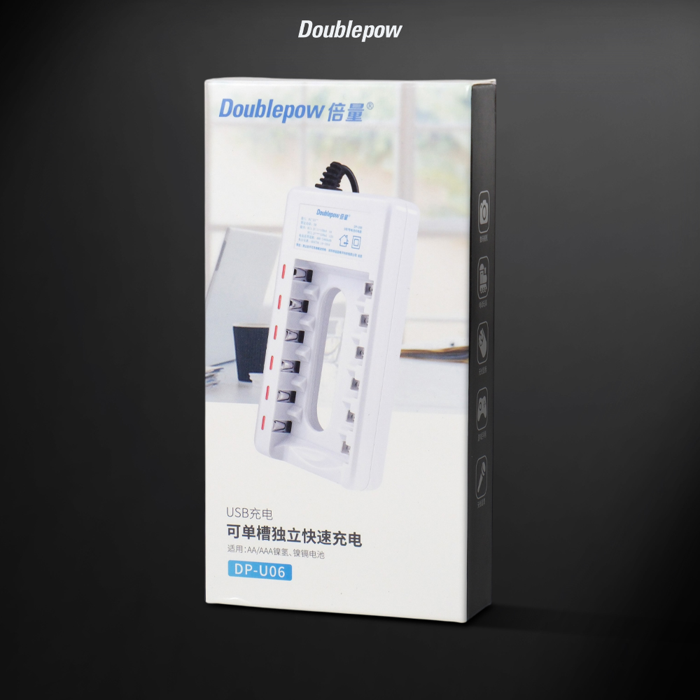 Gambar produk Doublepow Charger Baterai 6 Slot AA AAA Ni-MH Ni-CD with LED - DP-U06 - Kemasan