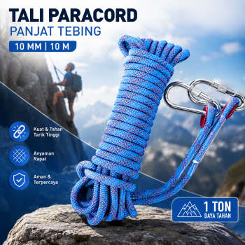 Gambar produk TaffSPORT Tali Paracord Panjat Tebing Climbing Rope Steel 10M 10mm - 24KN