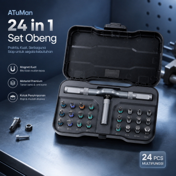ATuMan 24 in 1 Ratchet Wrench Screwdriver Set Obeng Magnet - RS1