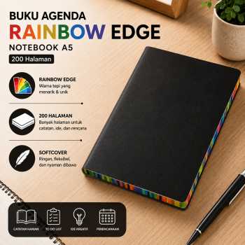 Gotaff Buku Tulis Agenda Softcover Rainbow Edge Notebook A5 200Halaman - BQ-30