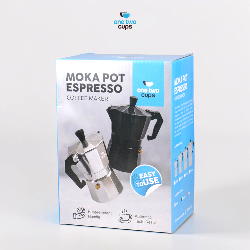 Gambar produk One Two Cups Moka Pot Teko Kopi Espresso Coffee Maker Stovetop 6 Cup 300ml - L10 - Kemasan
