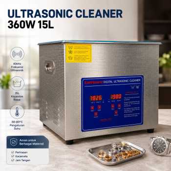 Gambar produk Taffware Mesin Pembersih Perhiasan Ultrasonic Cleaner 360W 15L - KZ-D15