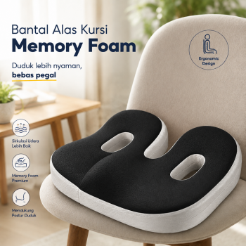 Gambar produk OKCELL Bantal Duduk Alas Kursi Kantor Seat Cushion Memory Foam - OC117