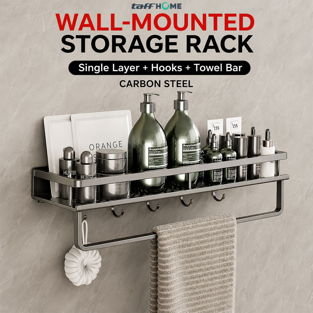 Gambar produk TaffHOME Rak Gantung Kamar Mandi Bathroom Organizer Rack Carbon Steel - YJ10 - Utama