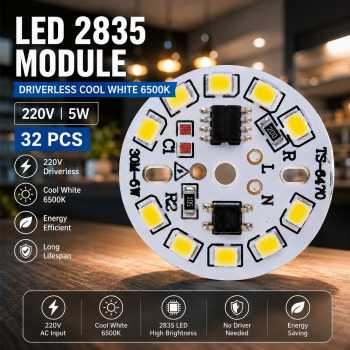 SOO Chip LED 2835 Lampu Driverless Cool White 6500K 220V 5W 32PCS - COB3030-AC220-5