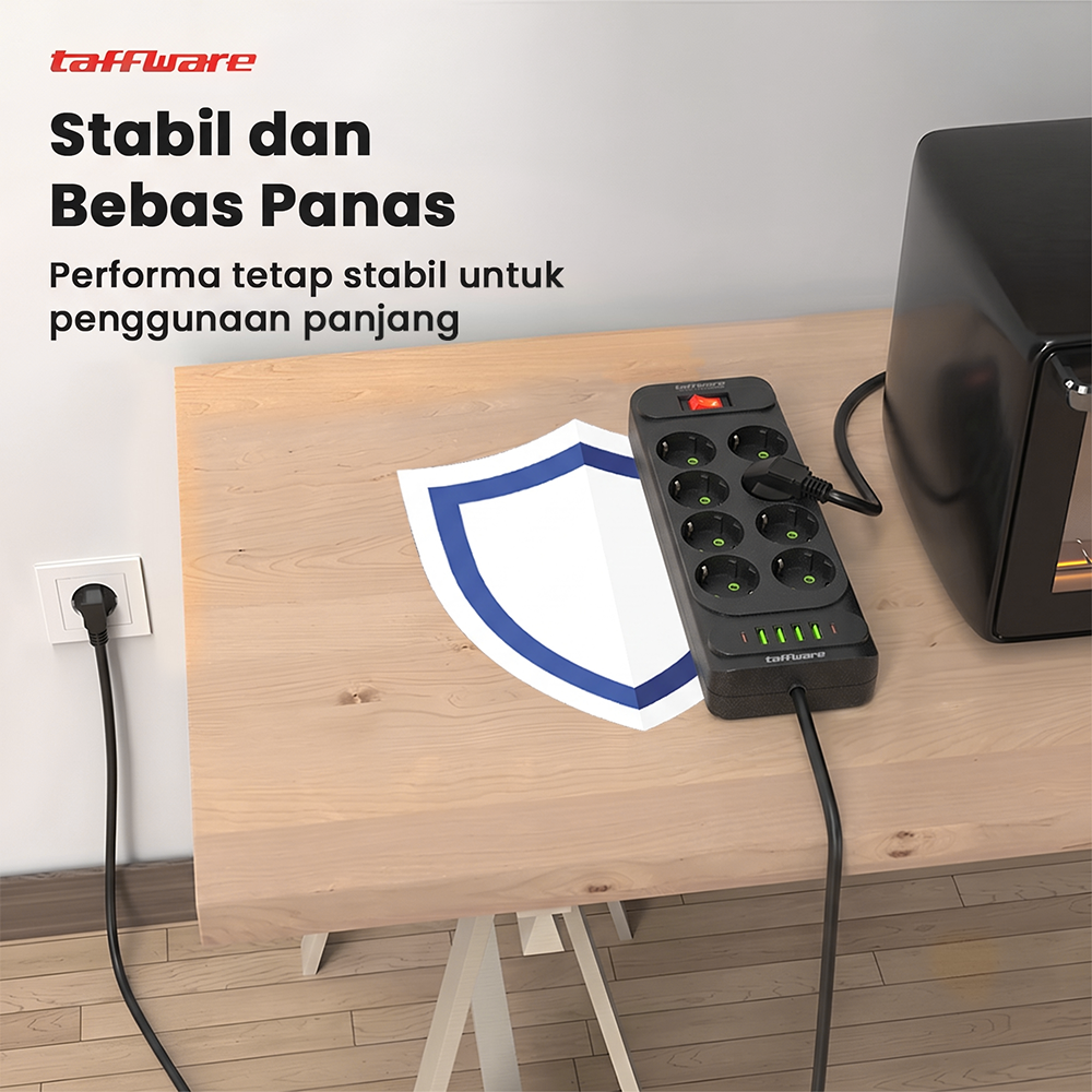 Gambar produk Taffware Stop Kontak Kabel 4 USB A 2 USB Type C 1.8M 10A 250V 2500W 8 Lubang - QL-1077U / QL-1078U - 4