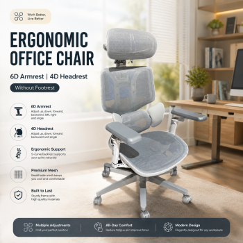 HBADA Kursi Kantor Office Chair Lumbar Support 6D Armrest 4D Headrest - E3 Pro