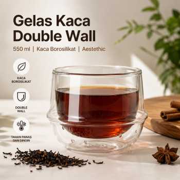 One Two Cups Gelas Kaca Aesthetic Kopi Teh Double Wall Glass - PLY1710