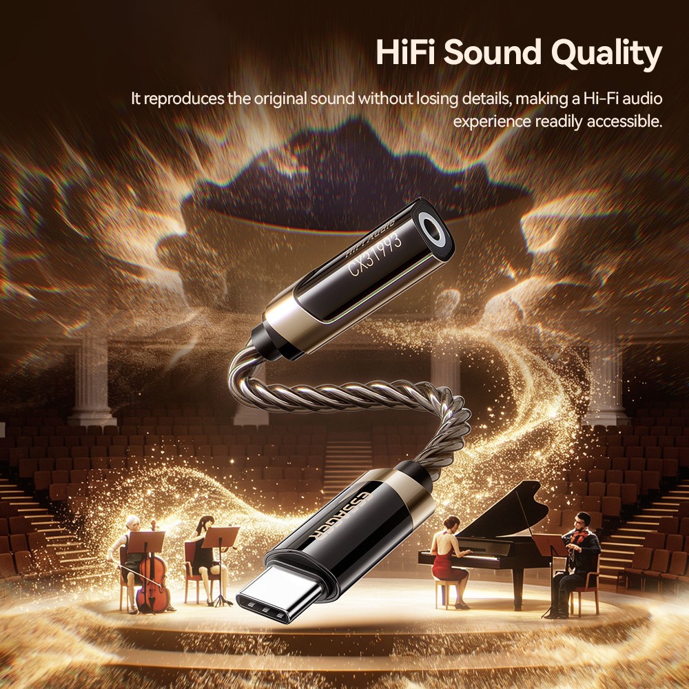 Gambar produk ESSAGER DAC Adaptor Audio HiFi OTG USB Type C to 3.5mm CX31993 - ES-YP29 - 3