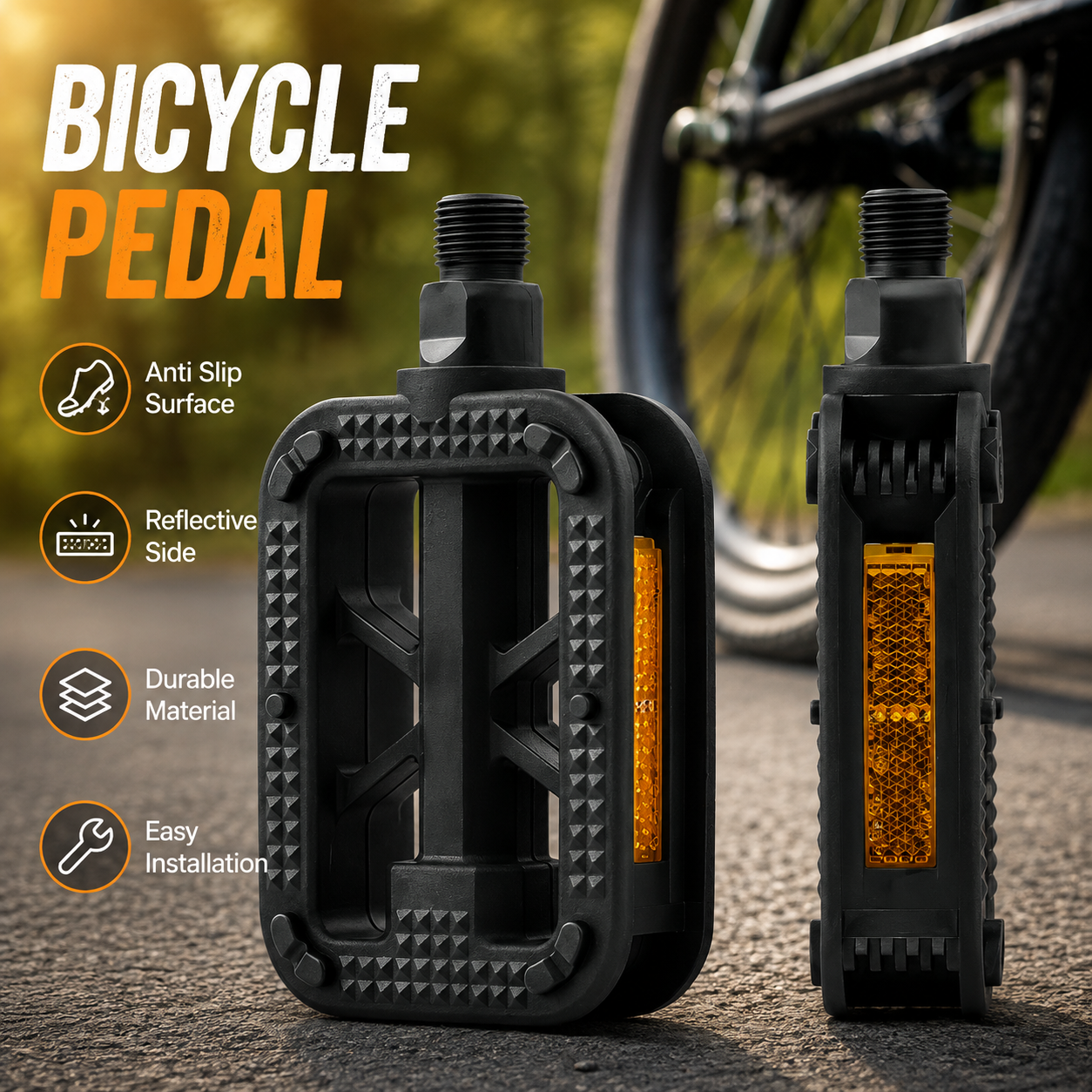 MOJIE Pedal Sepeda MTB Bike Anti Slip Plastic Bicycle Pedals - NP40 Gambar produk MOJIE Pedal Sepeda MTB Bike Anti Slip Plastic Bicycle Pedals - NP40 - Utama