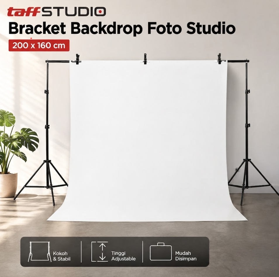 Gambar produk TaffSTUDIO Bracket Stand Backdrop Foto Studio 200x160cm - DD-110 - Utama