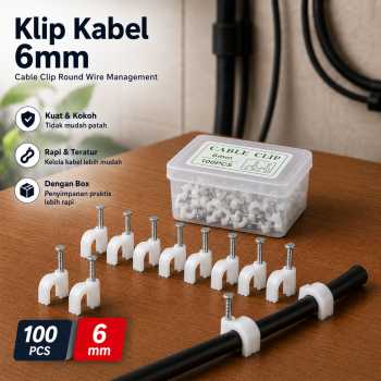 Taffware Klip Kabel Cable Clip Round Wire Management with Box - YQ802