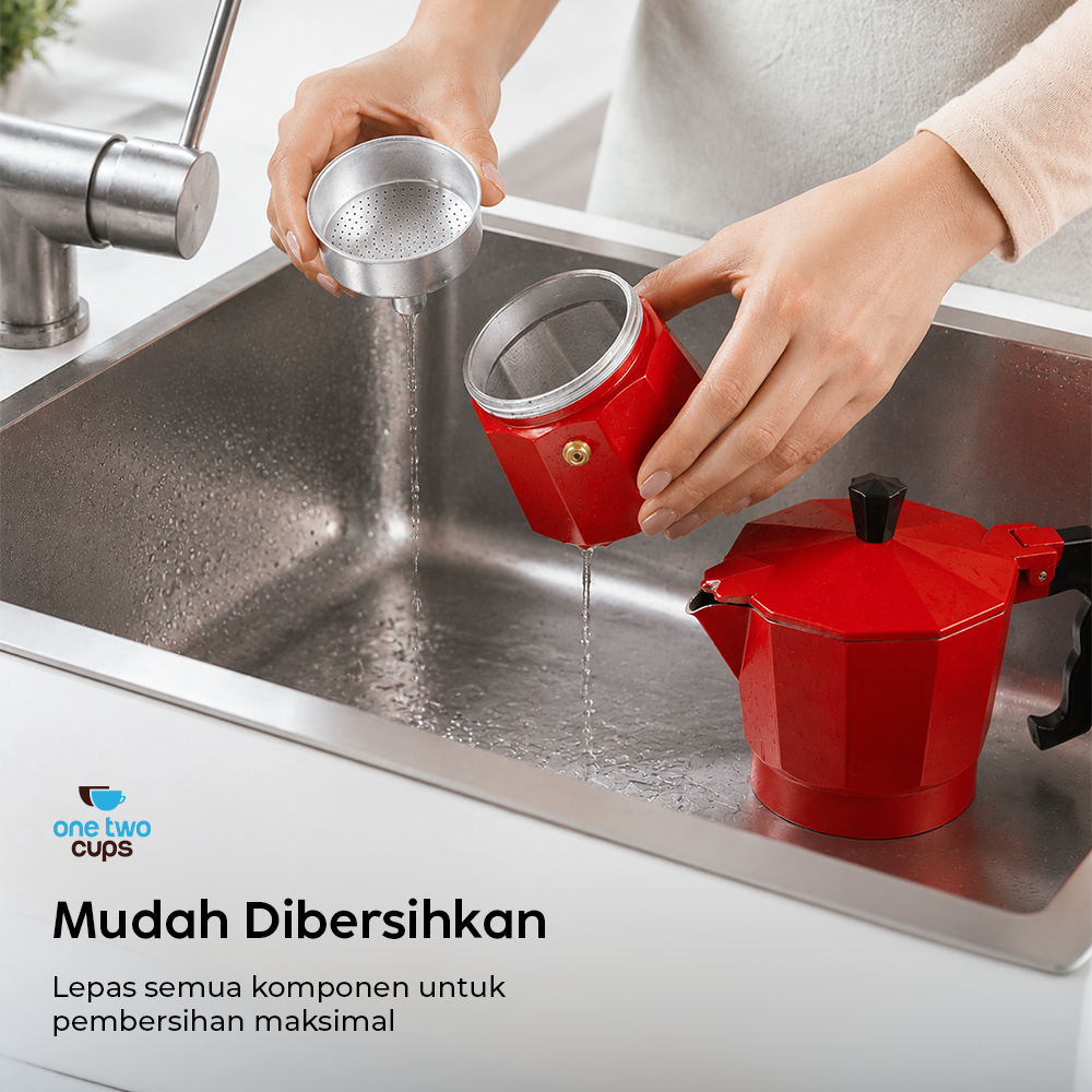 Gambar produk One Two Cups Moka Pot Teko Kopi Espresso Coffee Maker Stovetop 1 Cup 50ml - L10 - 5