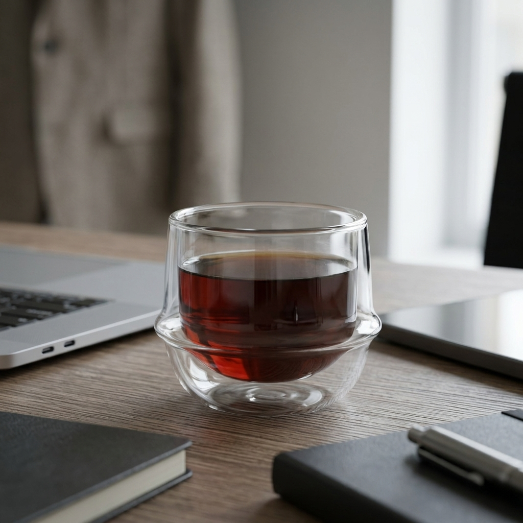 Gambar produk One Two Cups Gelas Kaca Aesthetic Kopi Teh Double Wall Glass 550ml - PLY1710 - 4