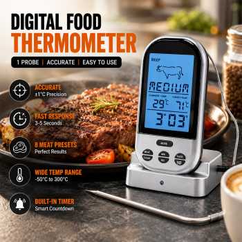 Three Termometer Makanan Digital Daging Kopi Susu 1 Probe - HY-2705
