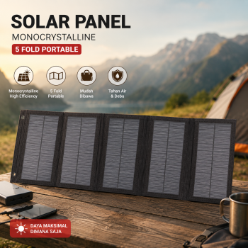 HAOSI Solar Panel Lipat Monocrystalline 5 Fold Portable Foldable 10W - K-20