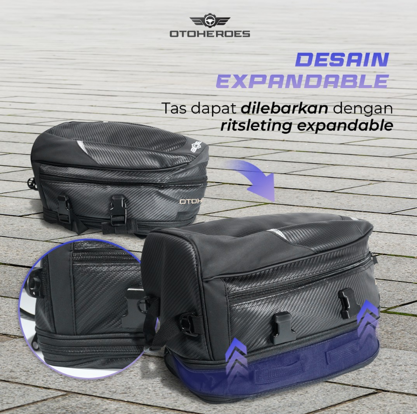 Gambar produk OTOHEROES Tas Motor Touring Back Seat Tail Storage Bag PU Leather - RR9014 - 4