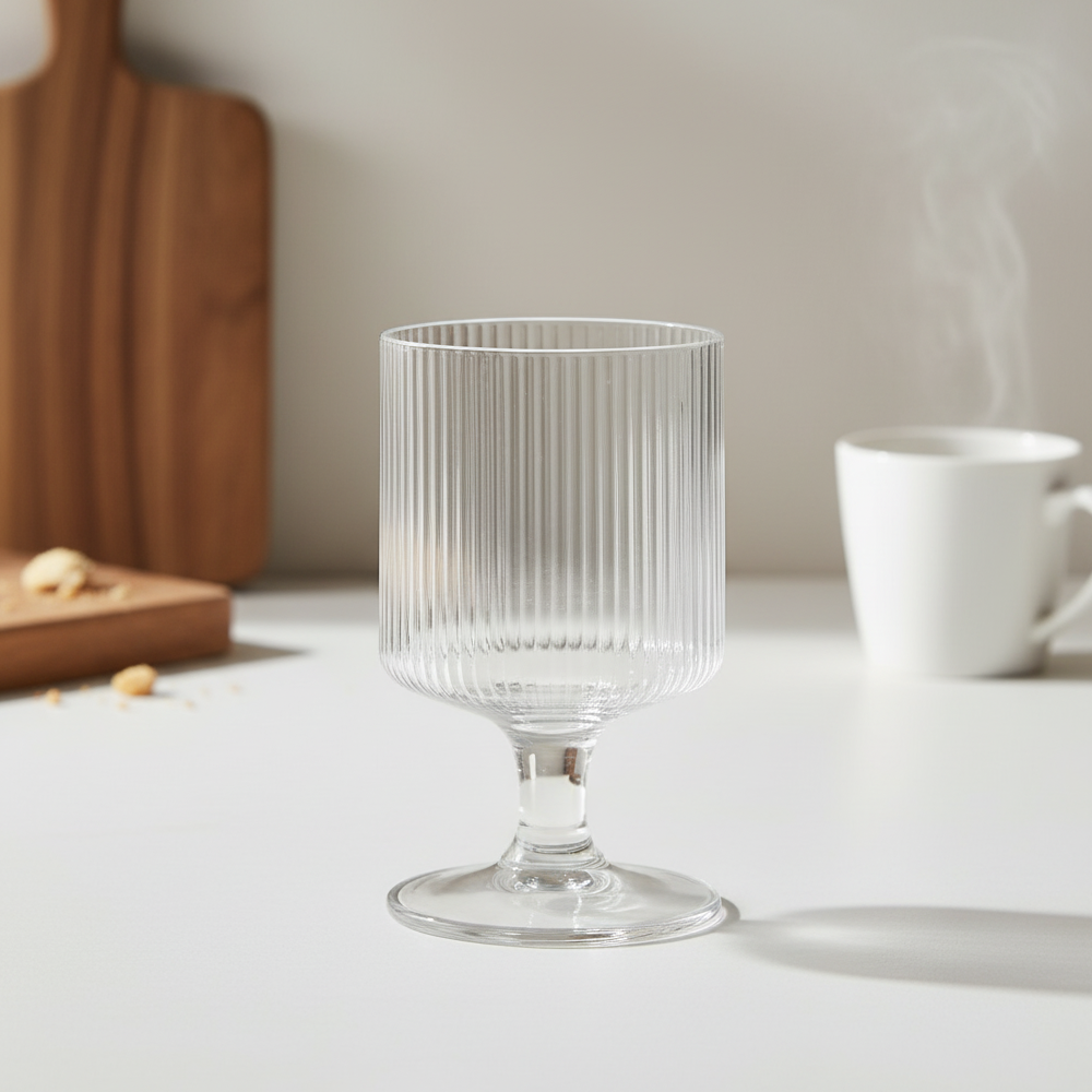 Gambar produk Dozzlor Gelas Kaca Aesthetic Pudding Vertical Stripe Glass 240ml - KT010 - 3